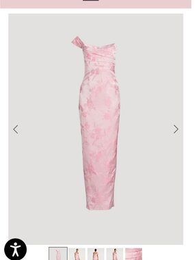 One-Shoulder Pink Floral Jacquard Column Gown